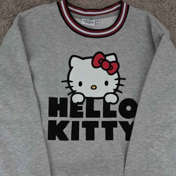Hello Kitty adult varsity sweat shirt Grey size M - Picture 1 of 2